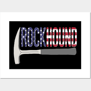 Rockhound Rock Pick Geology Hammer with USA Flag Rockhounding Posters and Art